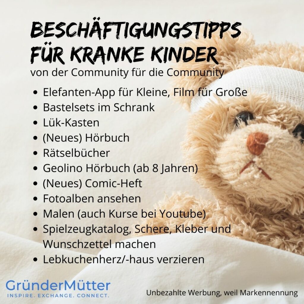 Kind krank & selbstständig - Tipps